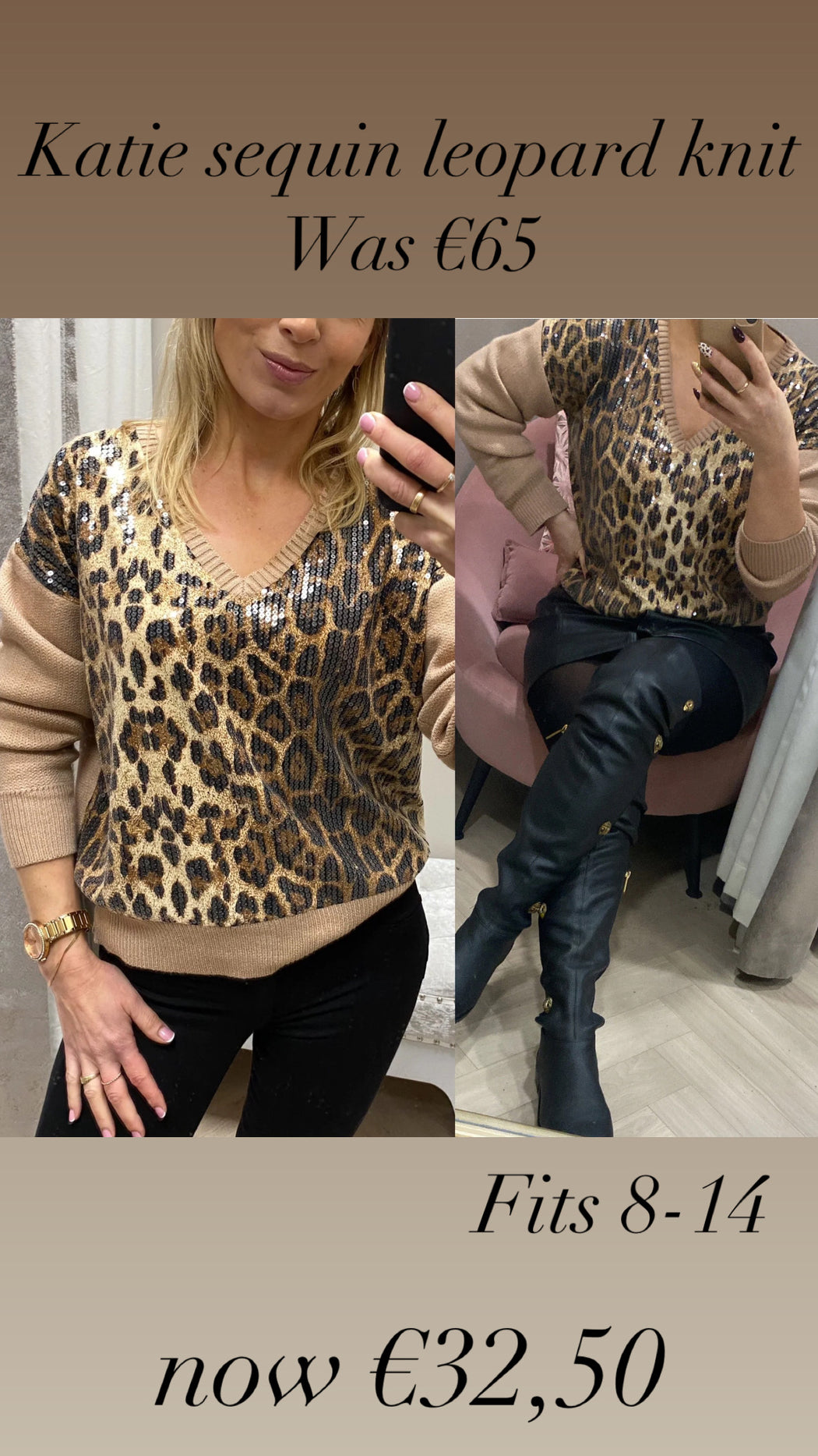 Katie sequin leopard knit