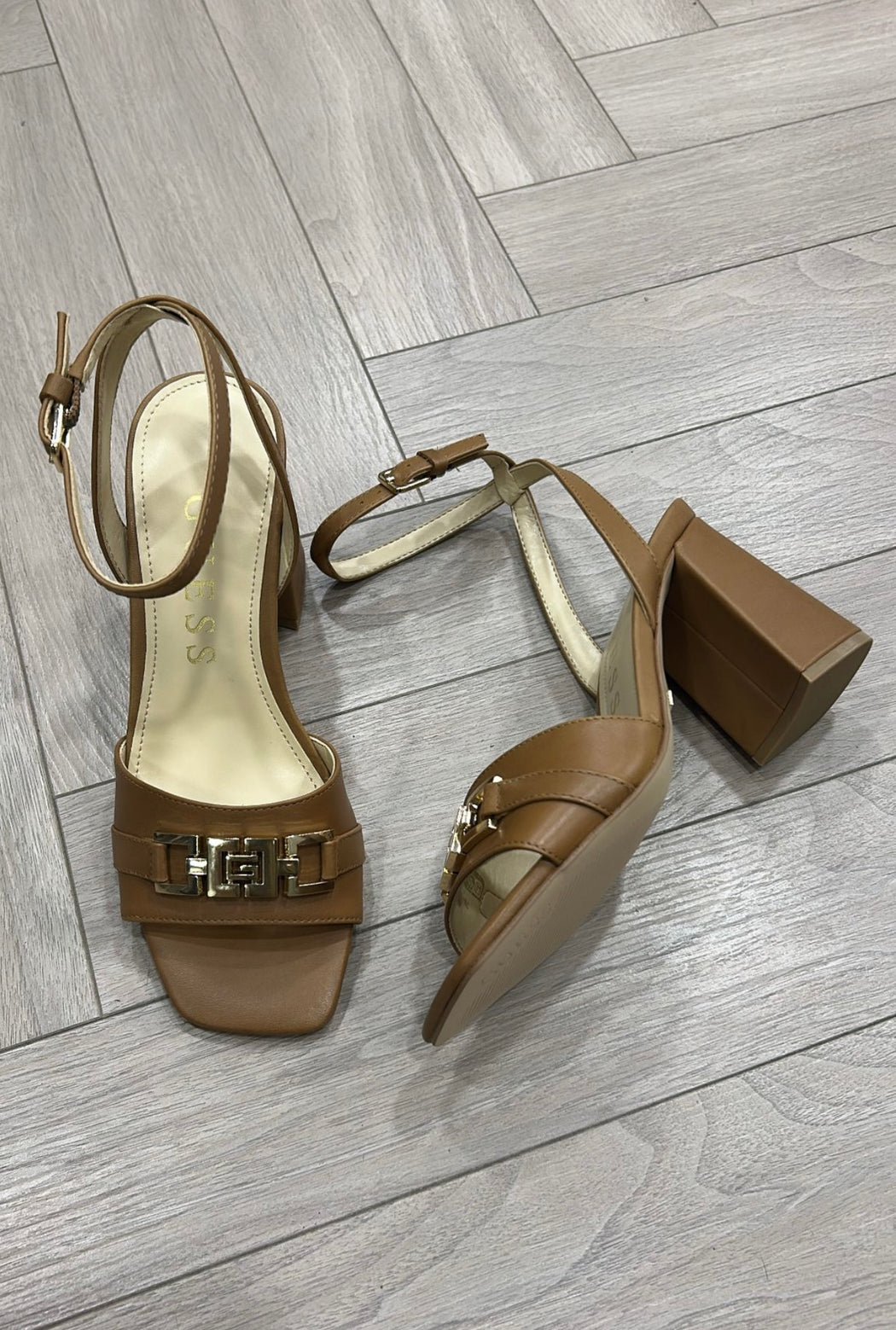 Guess tan gold detail sandals FLJGRTLEA03