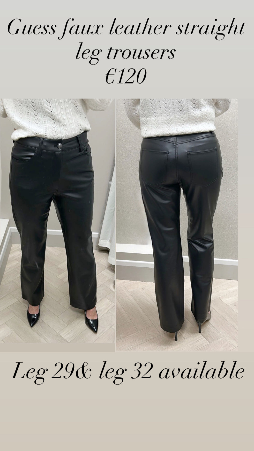 Guess faux leather straight leg trousers