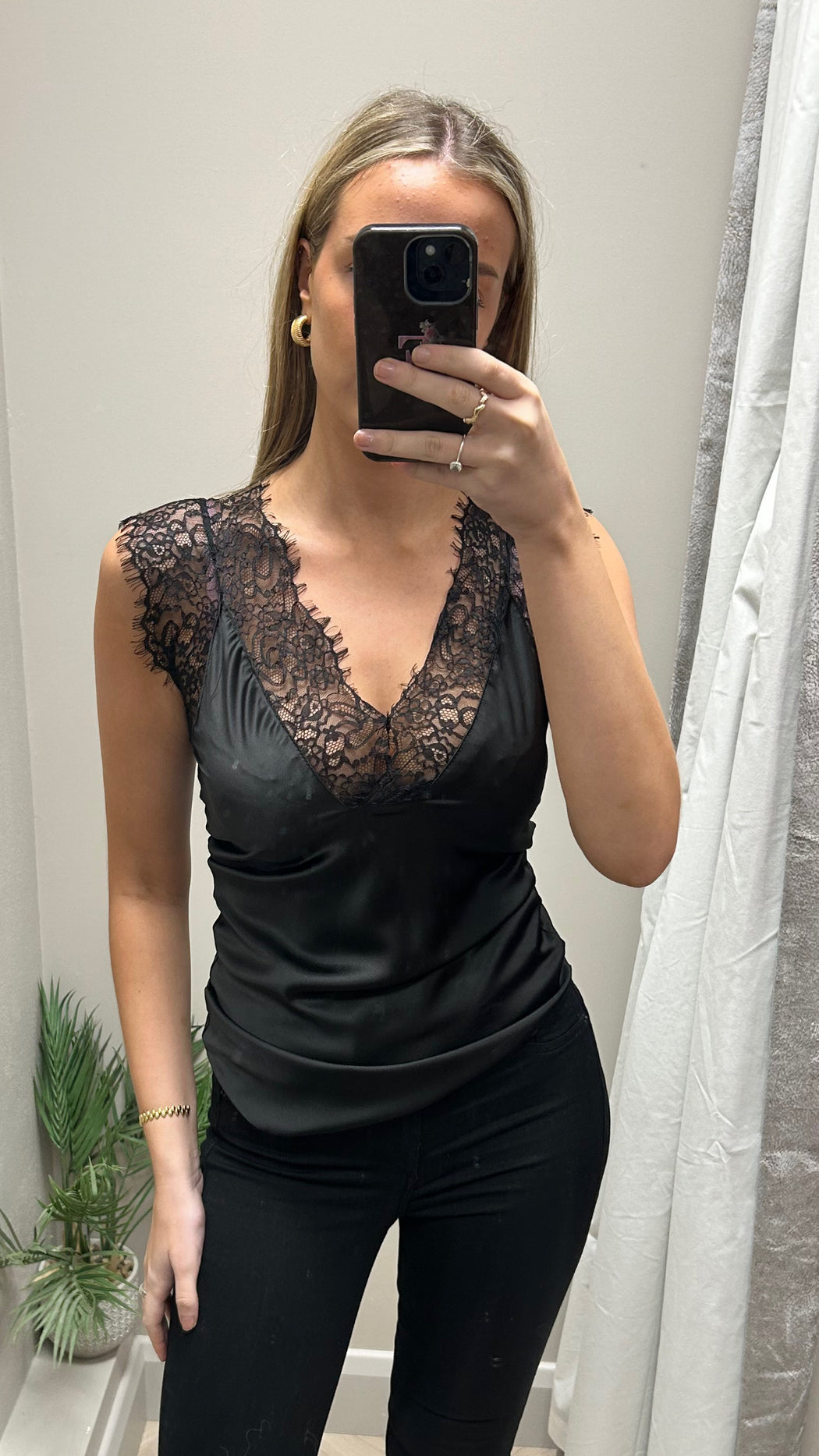 LAUREN  BLACK  LACE CAMI TOP