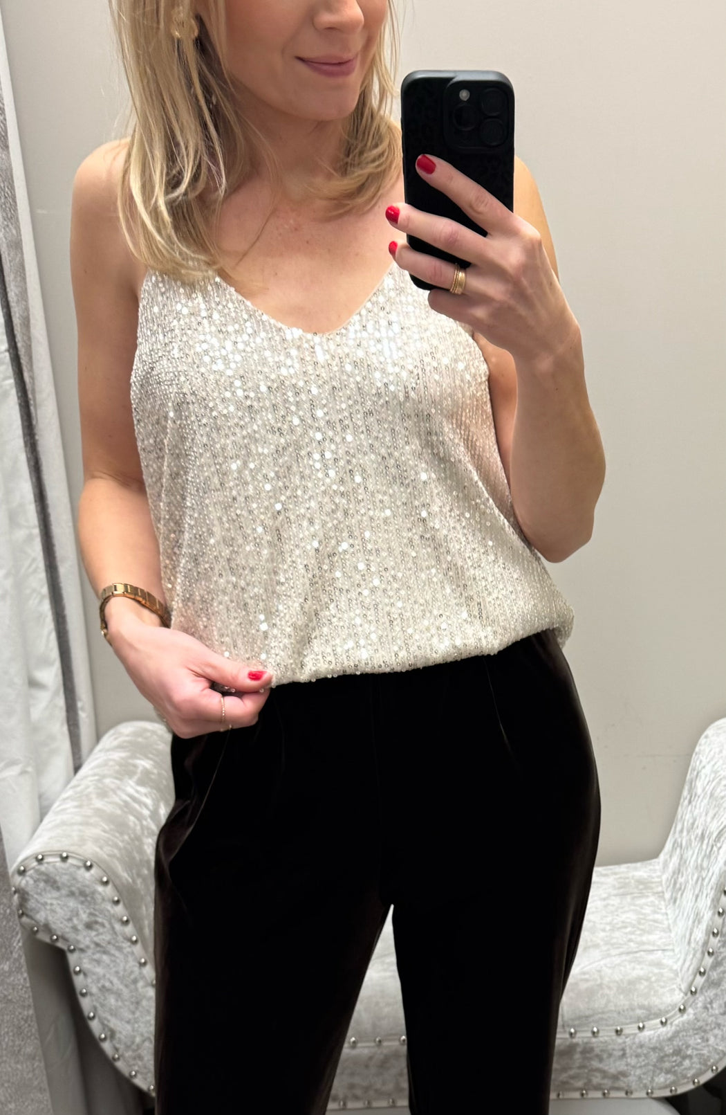 Gold sequin cami