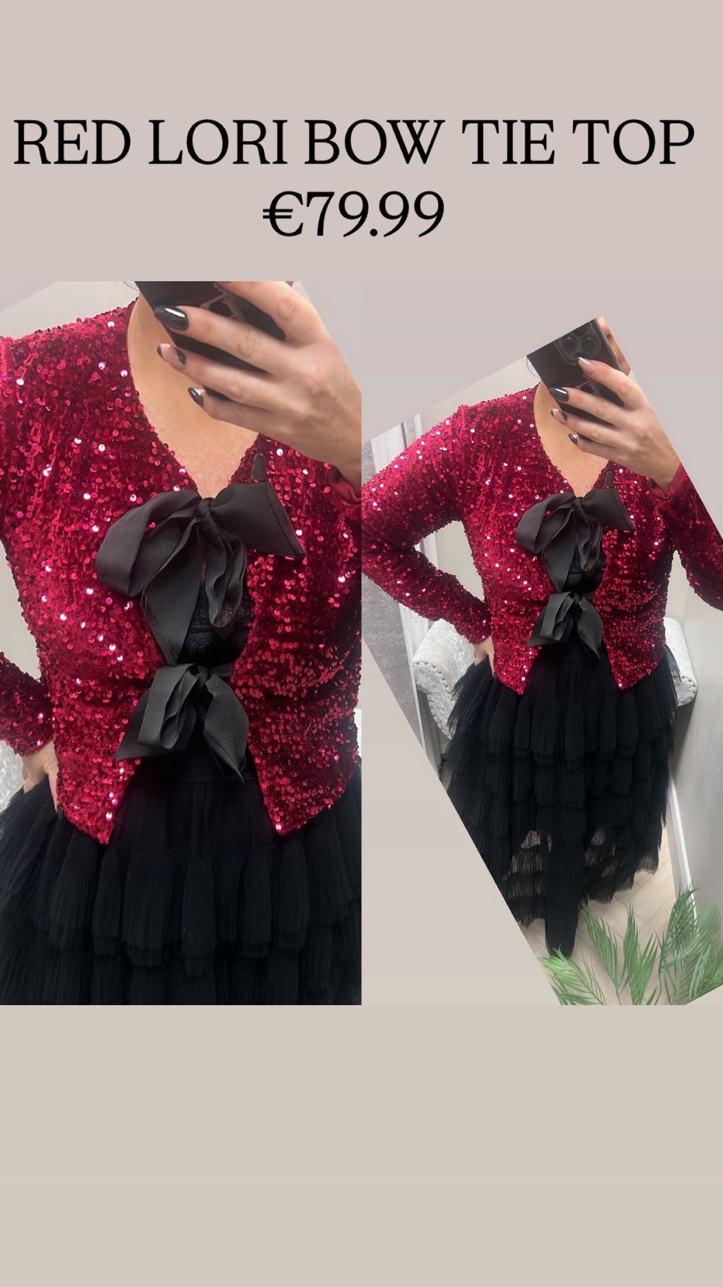 RED LORI BOW TIE TOP