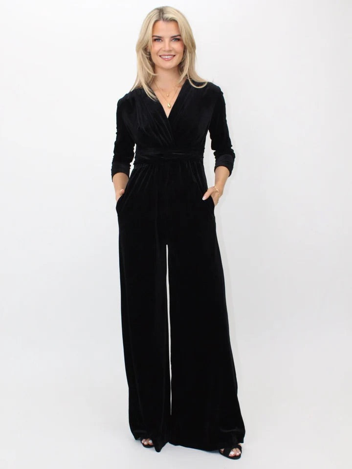 Sophia black velvet jumpsuit