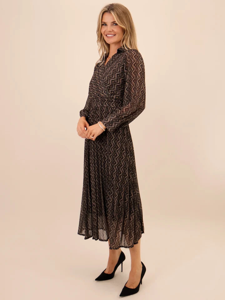 Black print positano dress