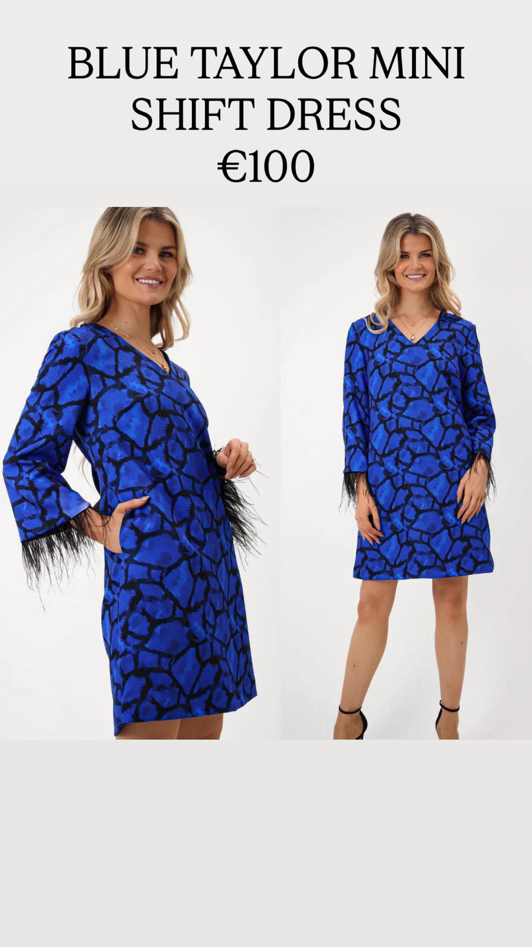 BLUE TAYLOR MINI SHIFT DRESS
