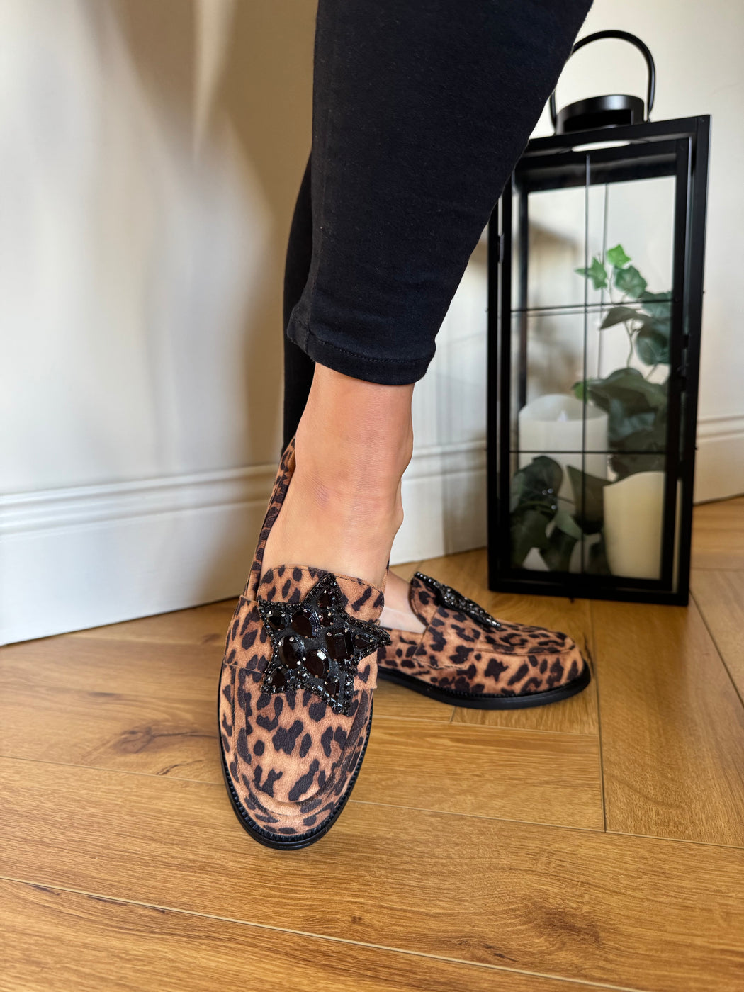Afyon one leopard star loafer