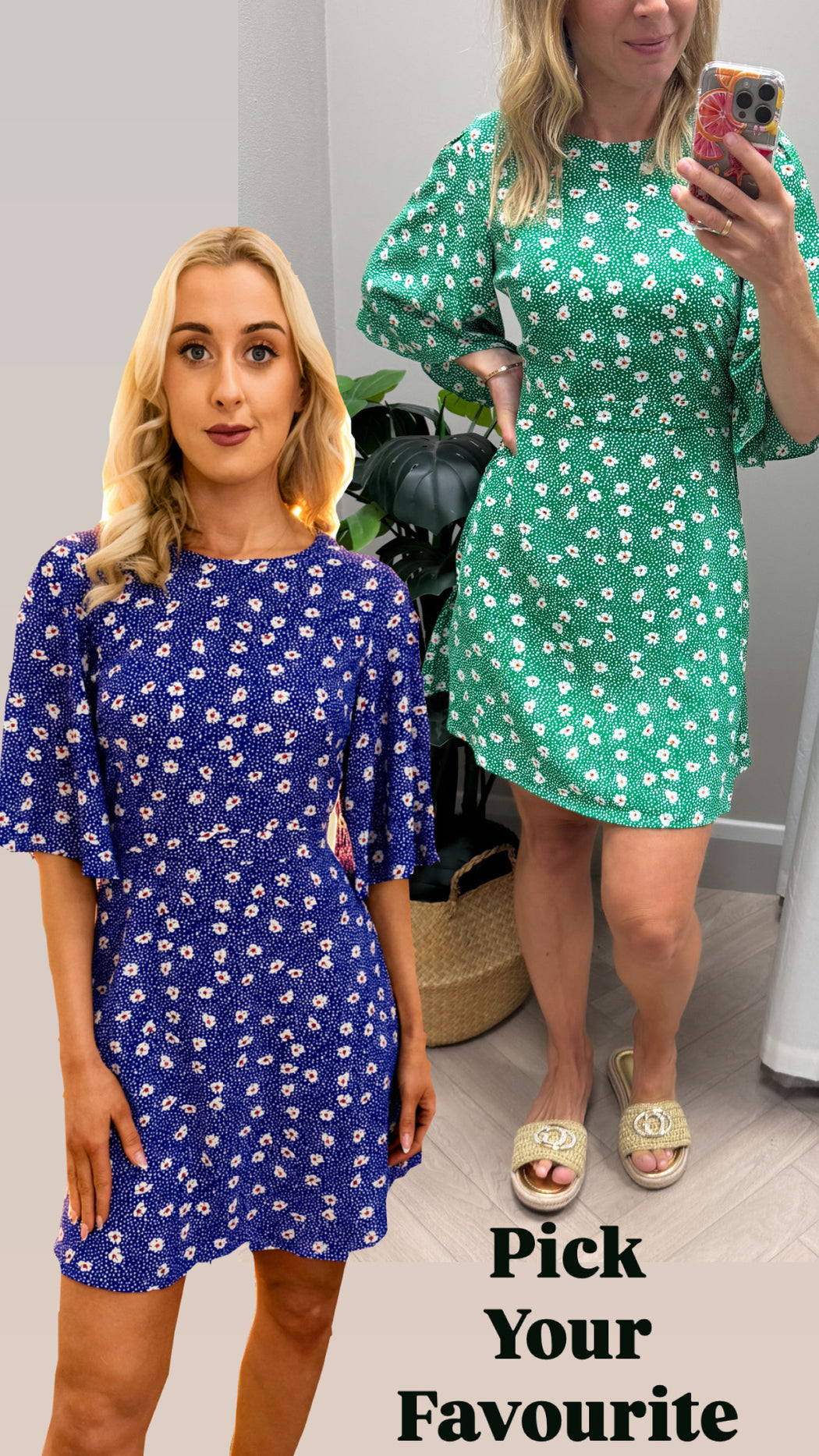 Traffic People Misty blue Ditzy Floral Print Dress