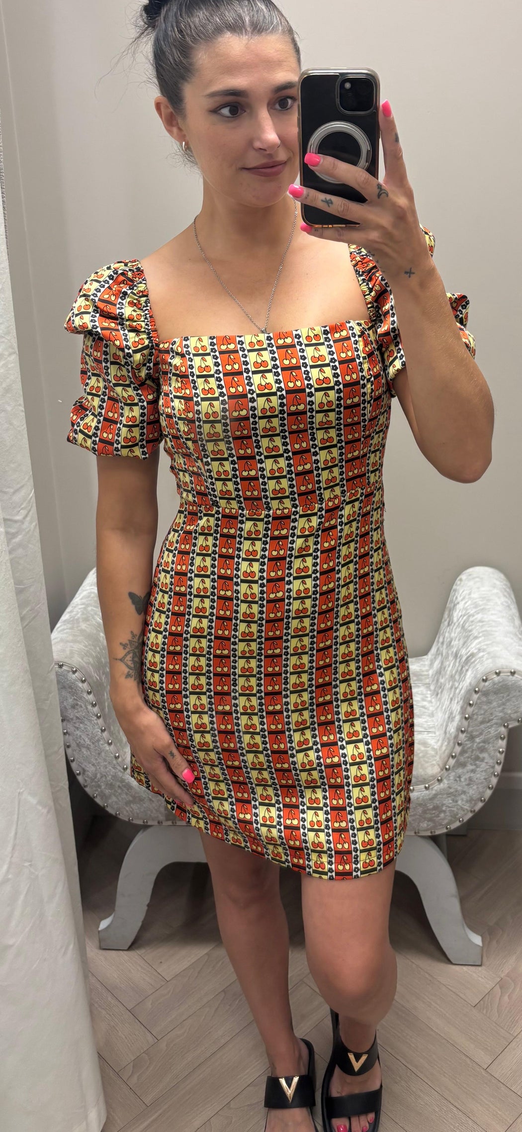 Ck6519 geo cherry dress
