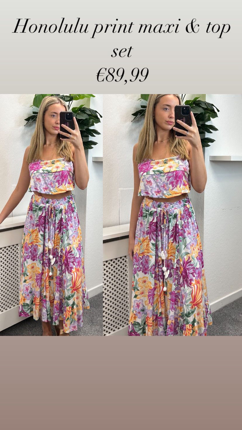 Honolulu print maxi & top set