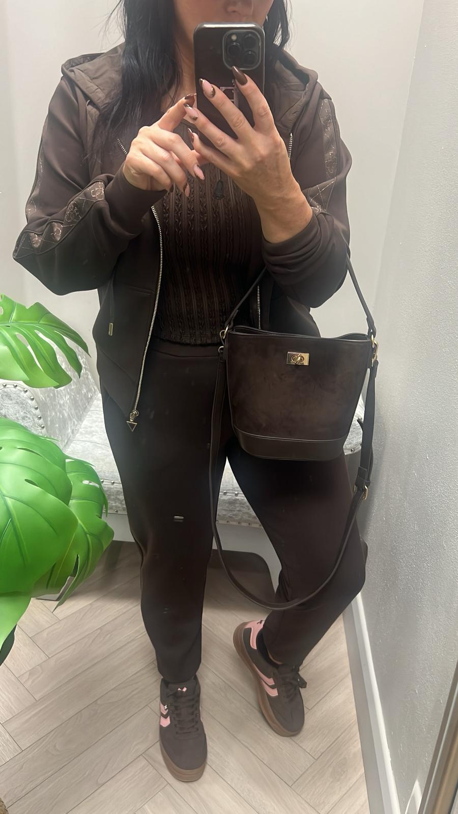 Guess brown scuba zip sweater w5yq05kbye2