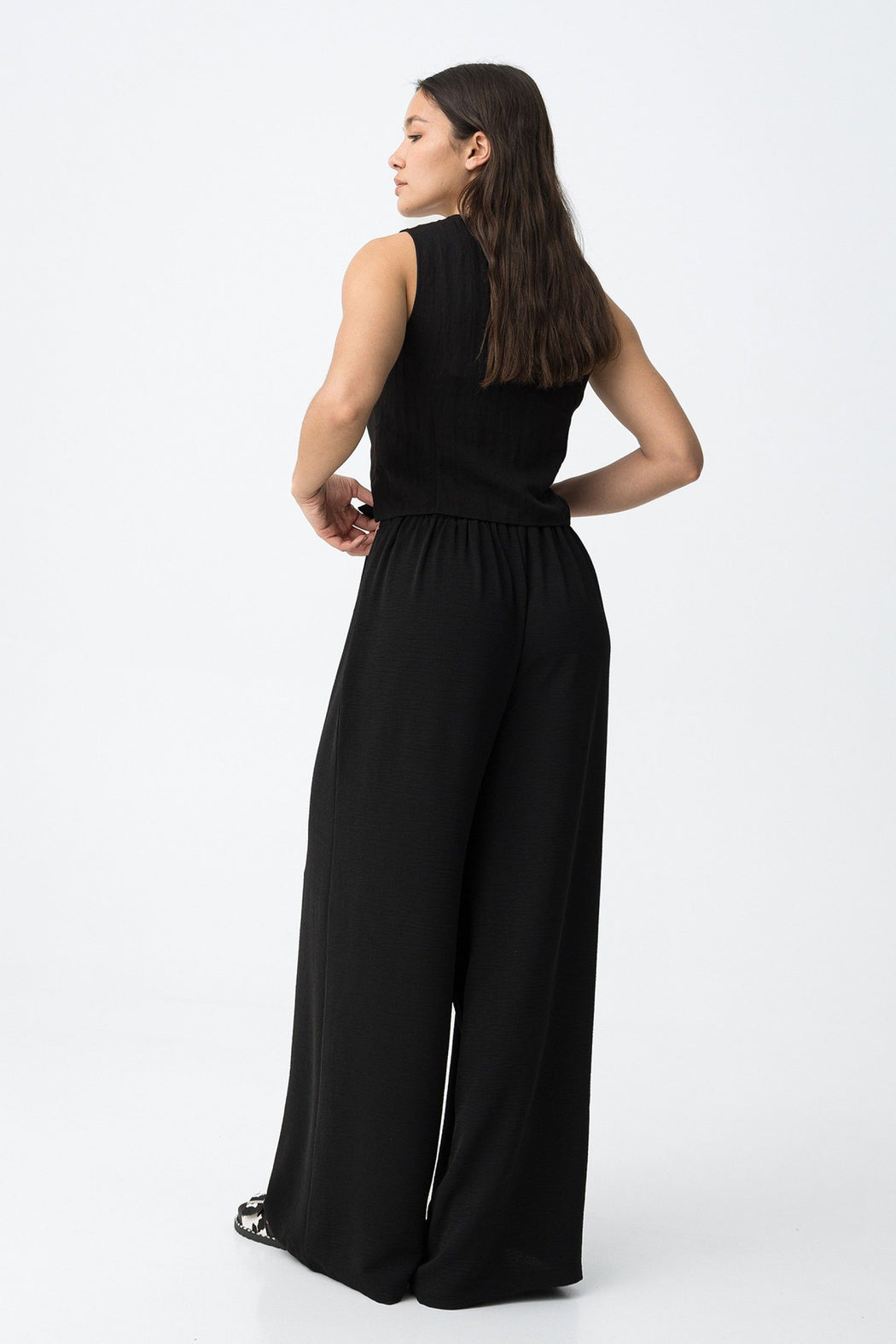 Daley black wide leg trousers