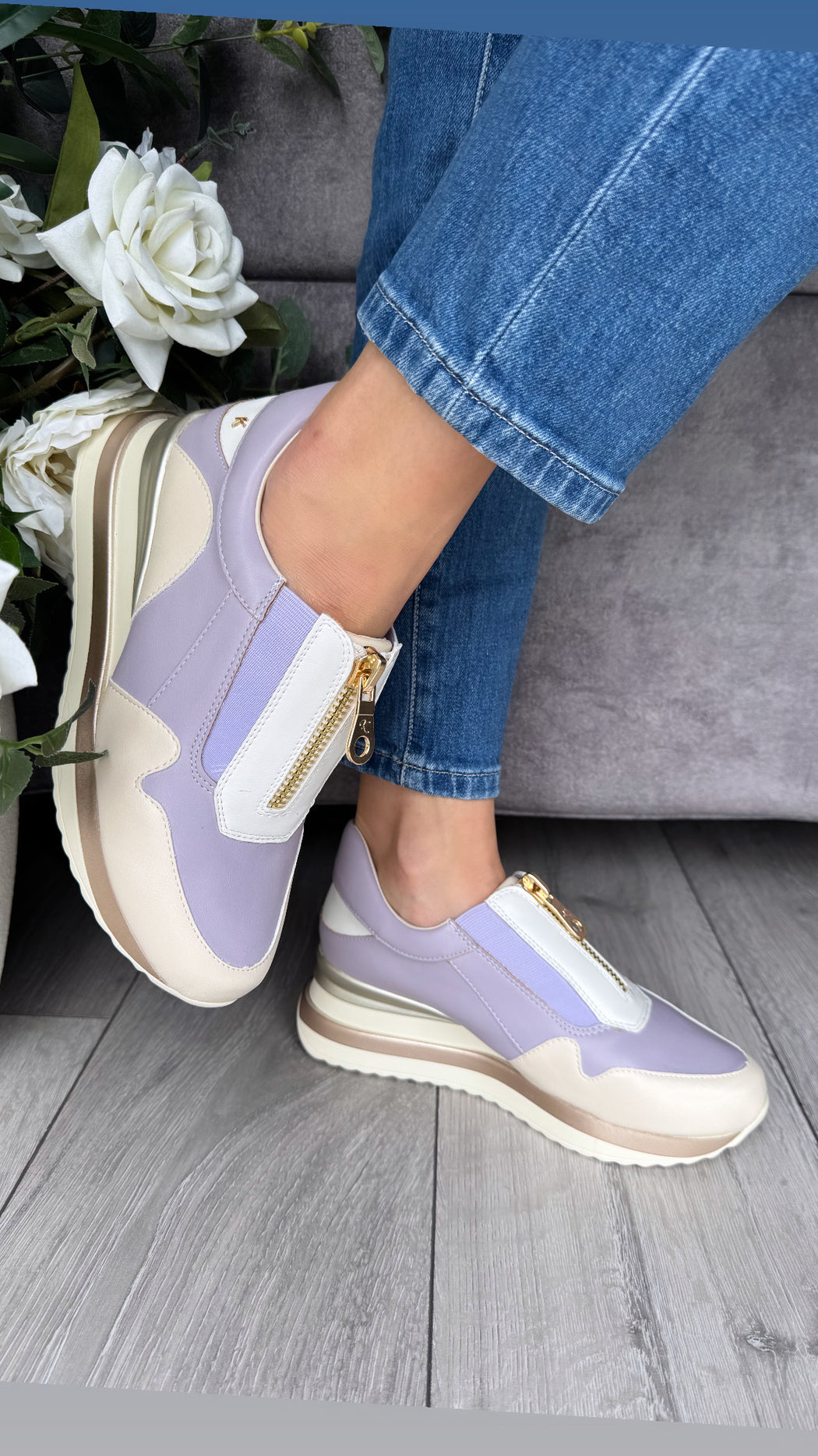 Begbroke Lavender Mash wedge sneaker