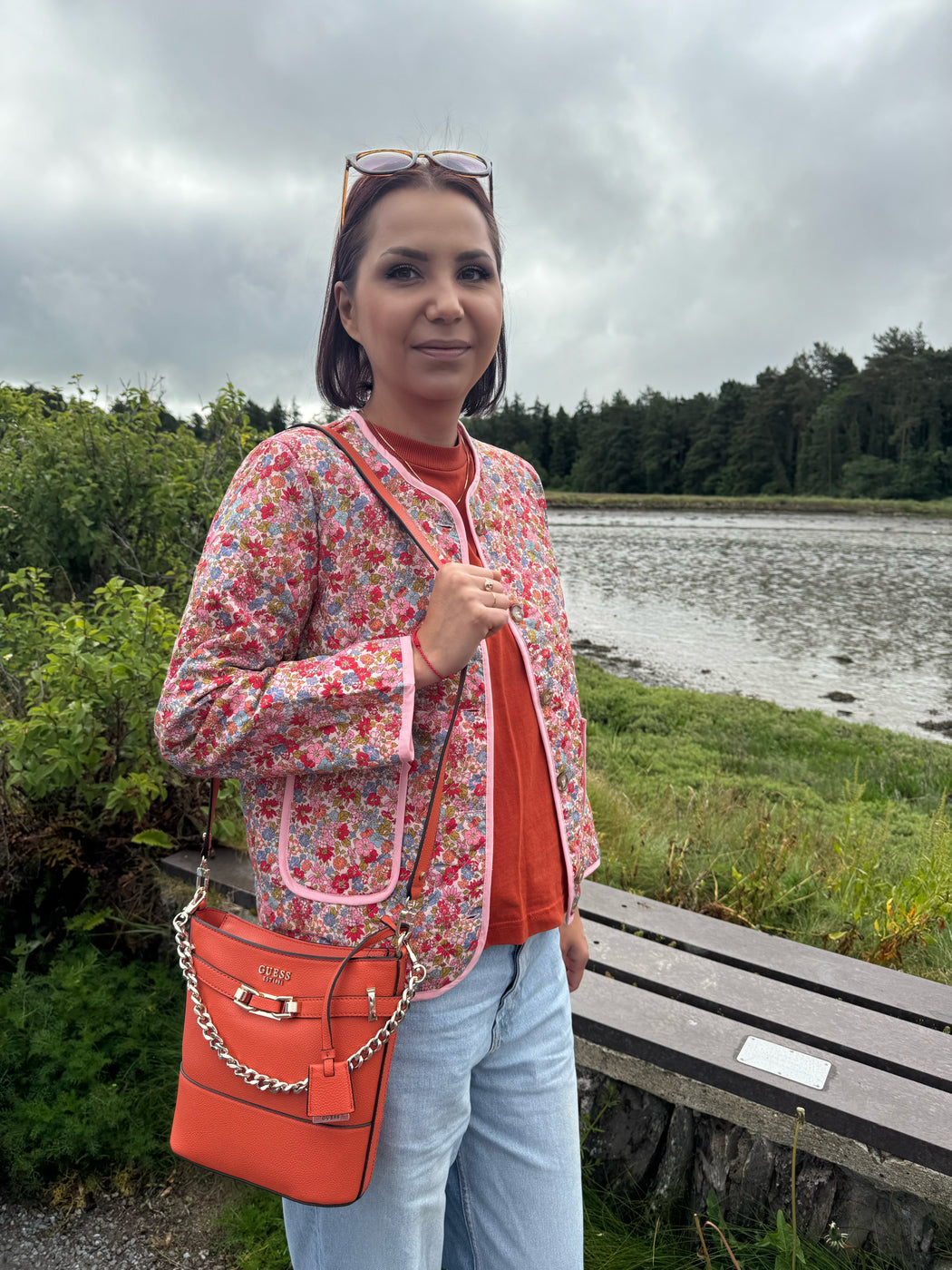 Lili pink flower quilted jacket