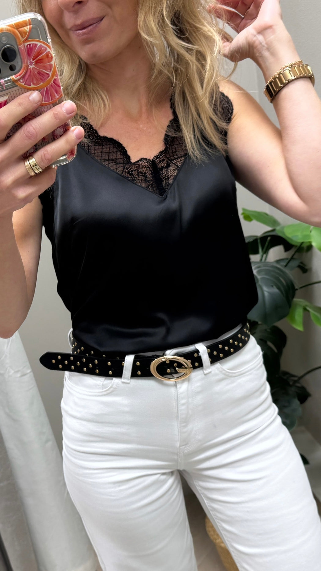 Guess black studded belt BW9502P6430 - BLA