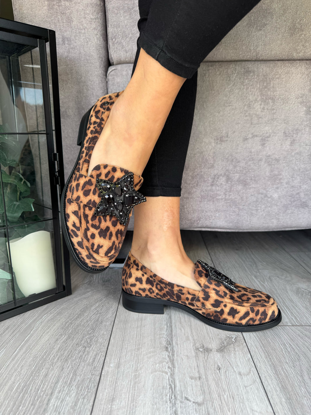 Afyon one leopard star loafer