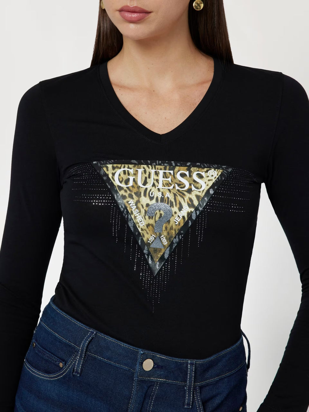 W4128j1314 guess tiger logo top