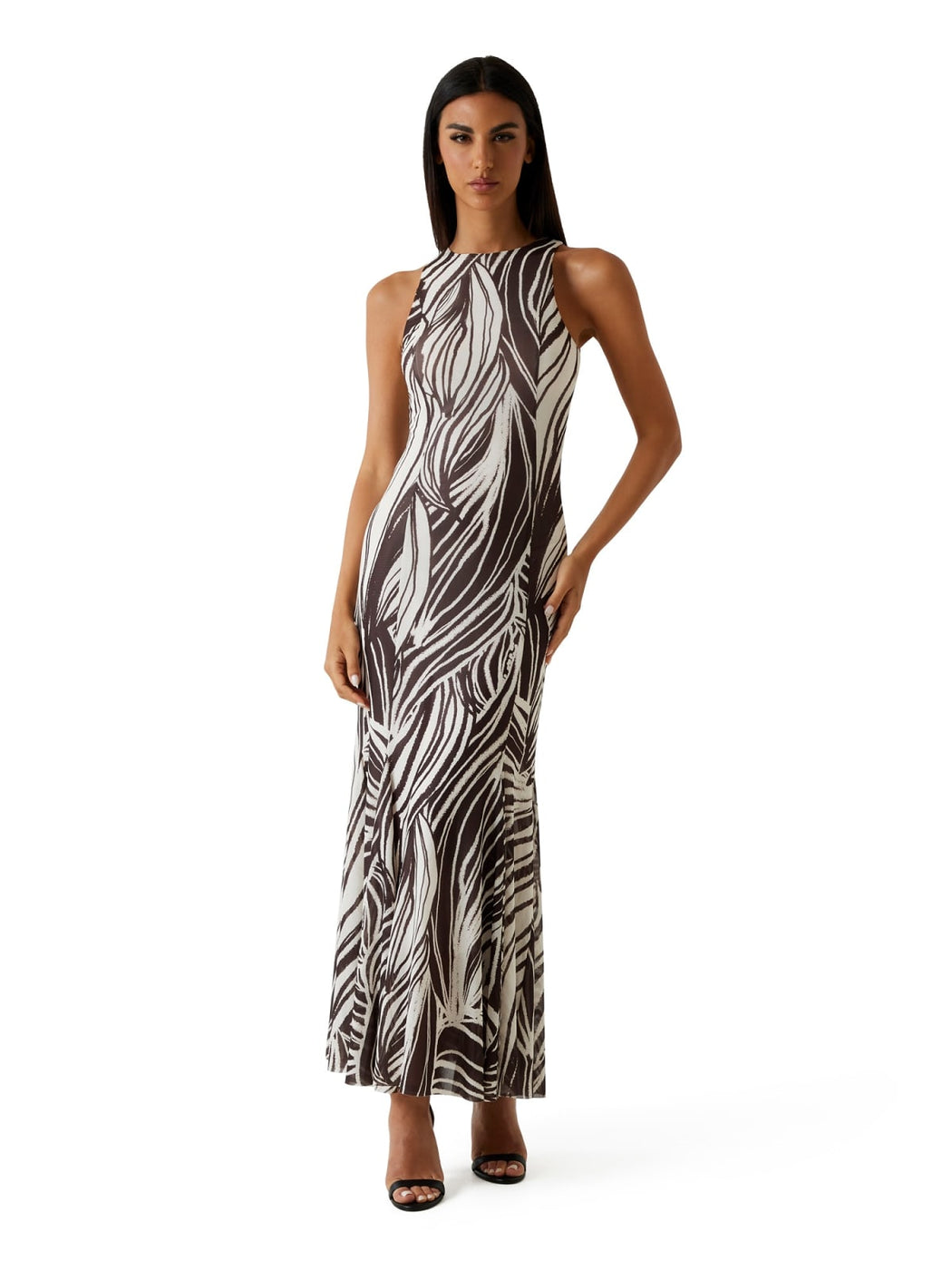 Guess Serafina mesh lon maxi dress w6gk13k2943- pmic