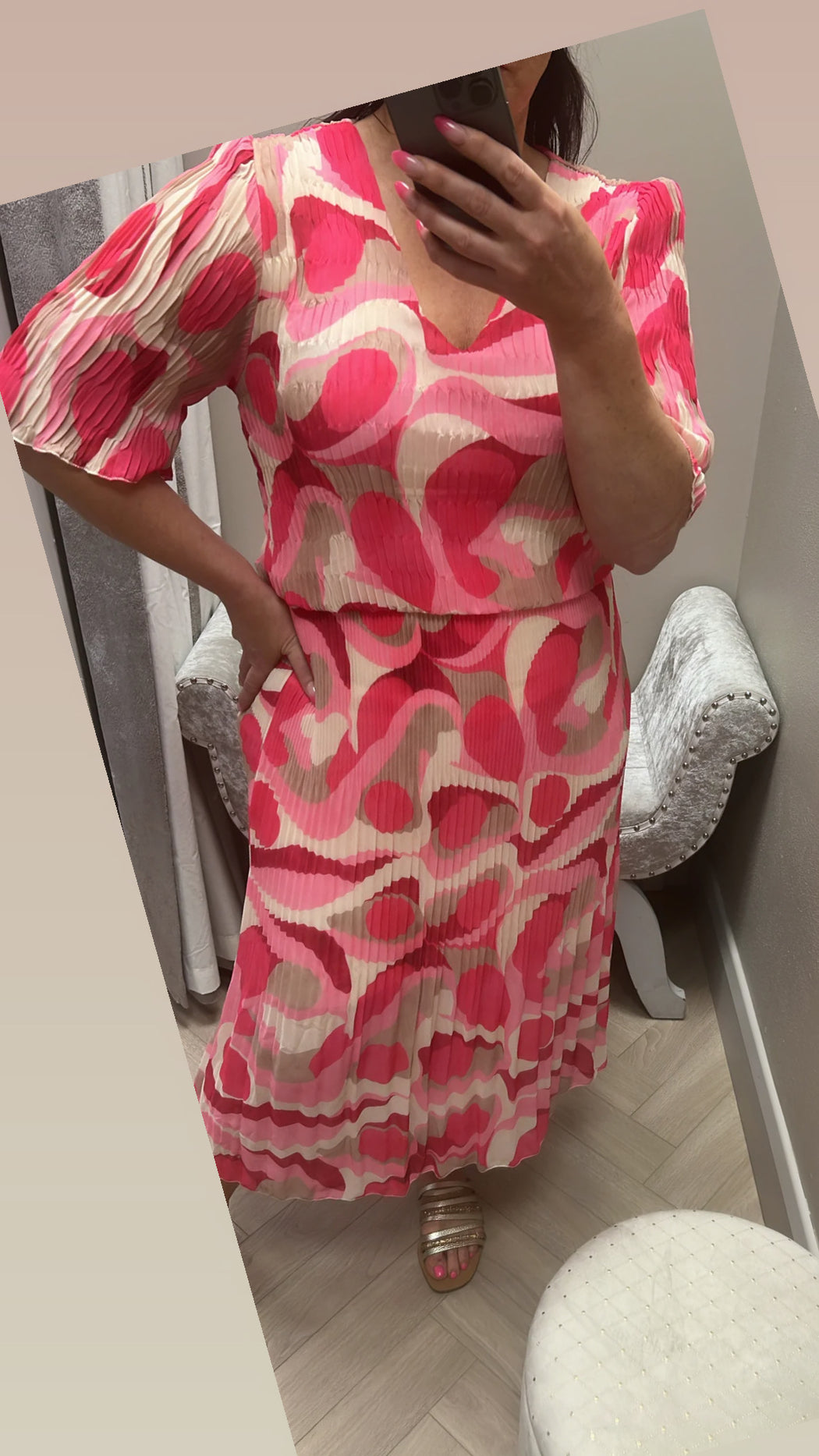 Miranda pink print midi