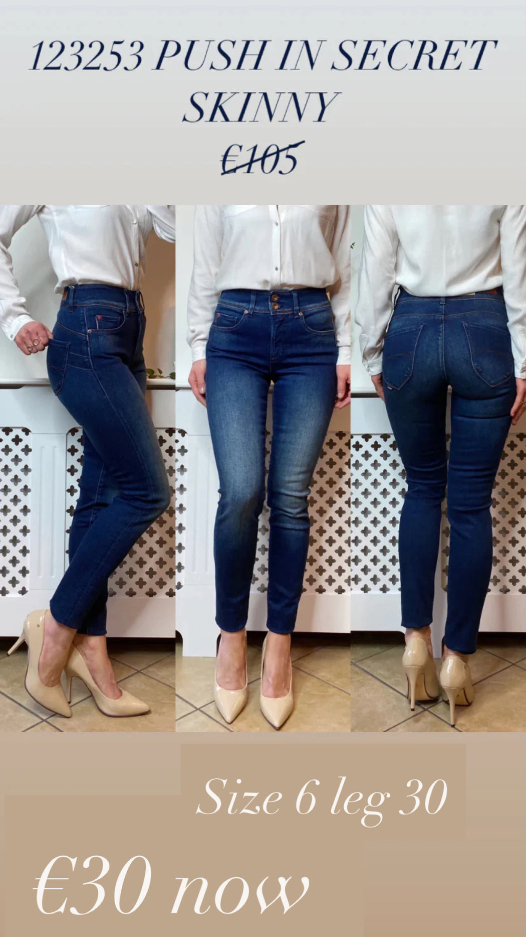 123253 PUSH IN SECRET SKINNY DARK JEANS