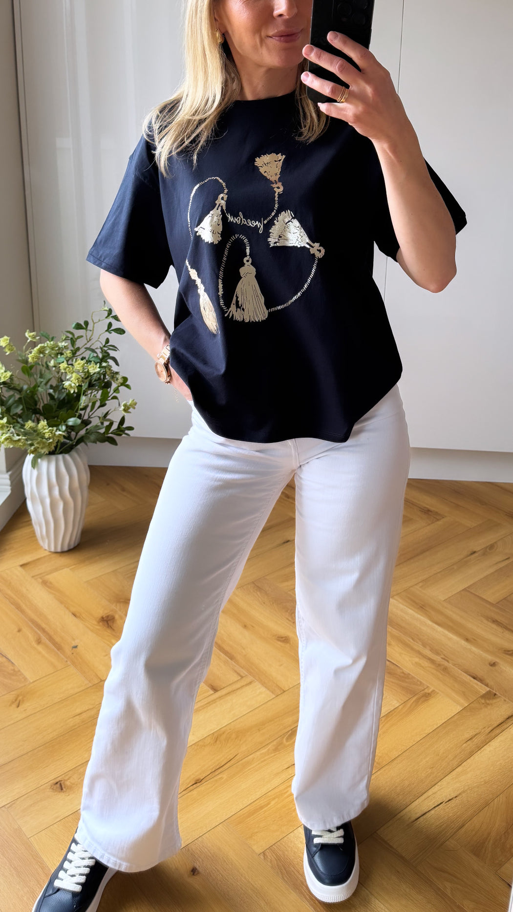 Maizena -10  navy t/shirt with gold print