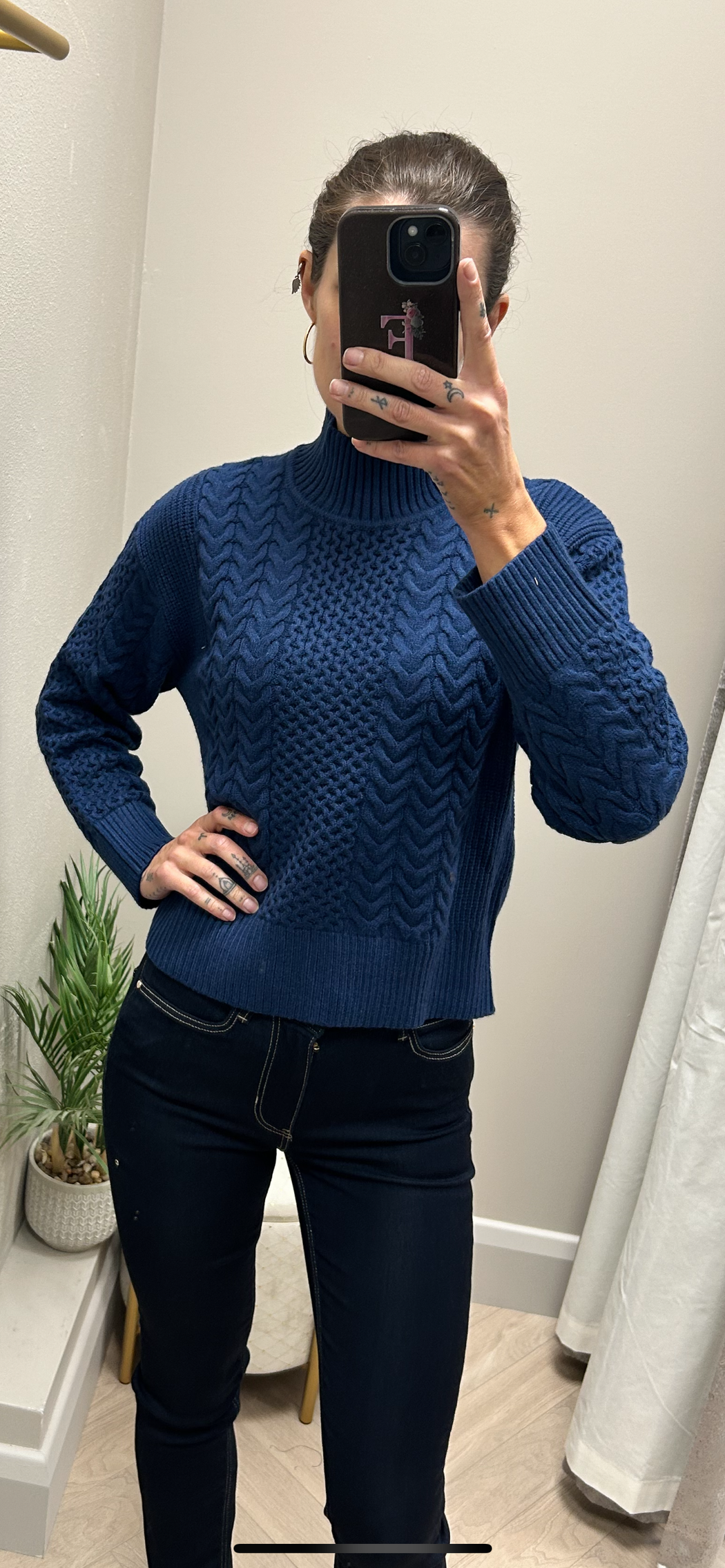 Edwina navy cable knit