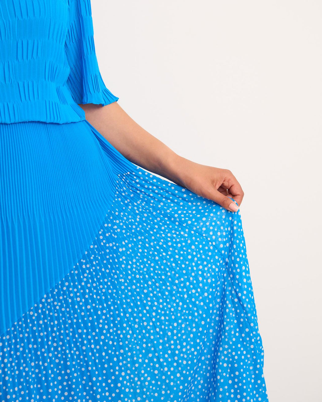 Santorini blue  polka dot midi dress