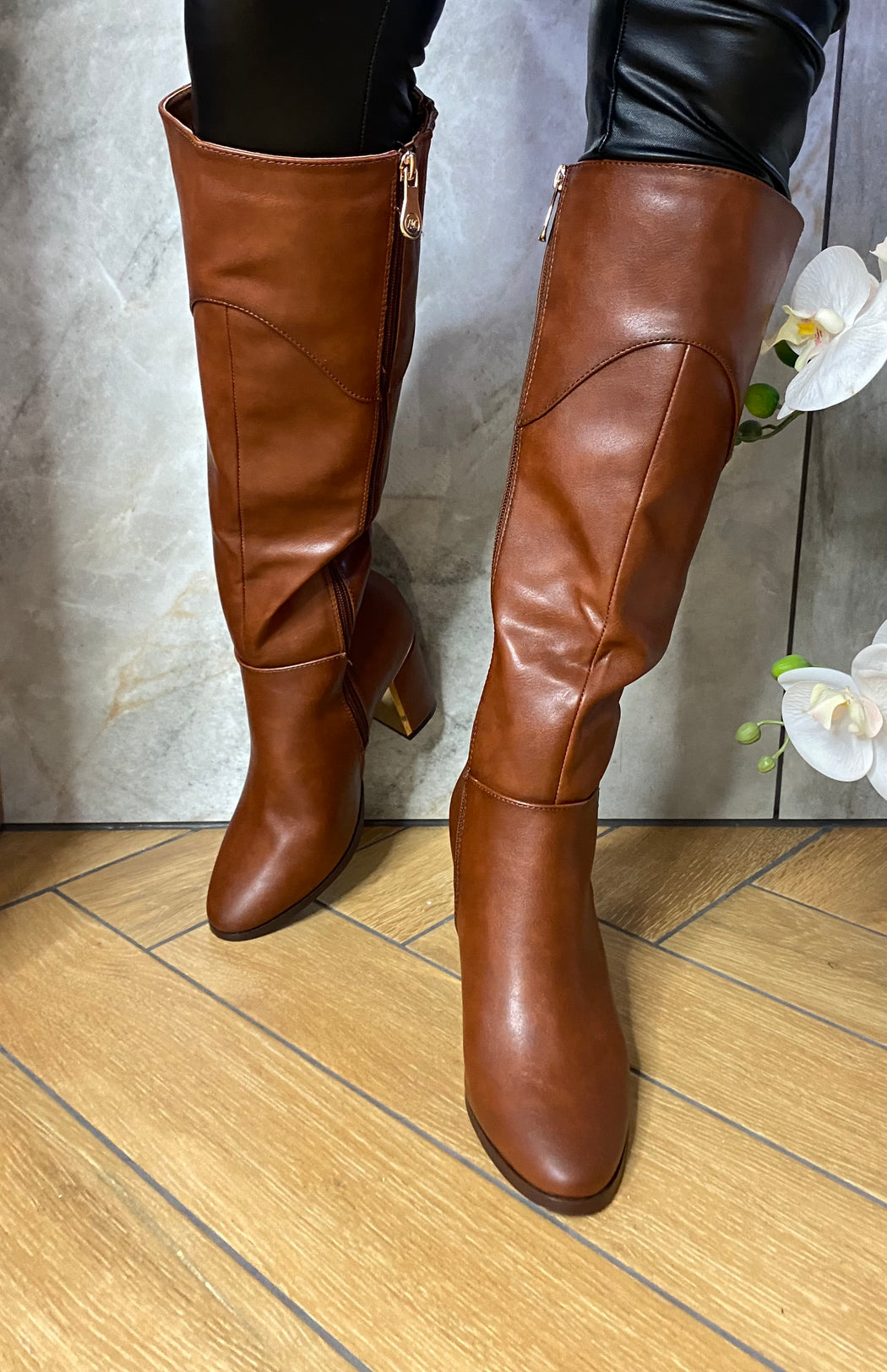 Haffar one driftwood knee high boots