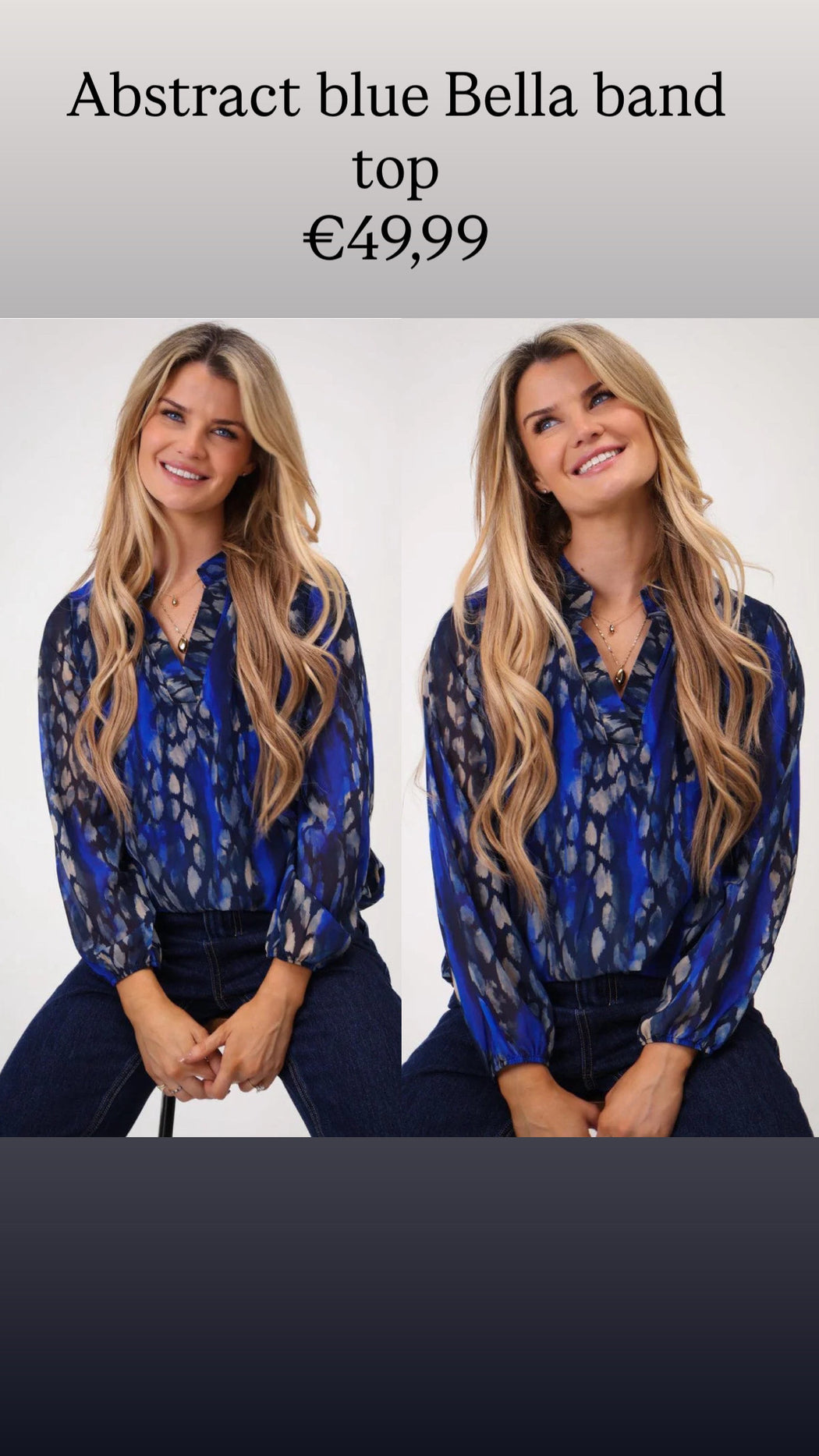 Abstract blue Bella band top