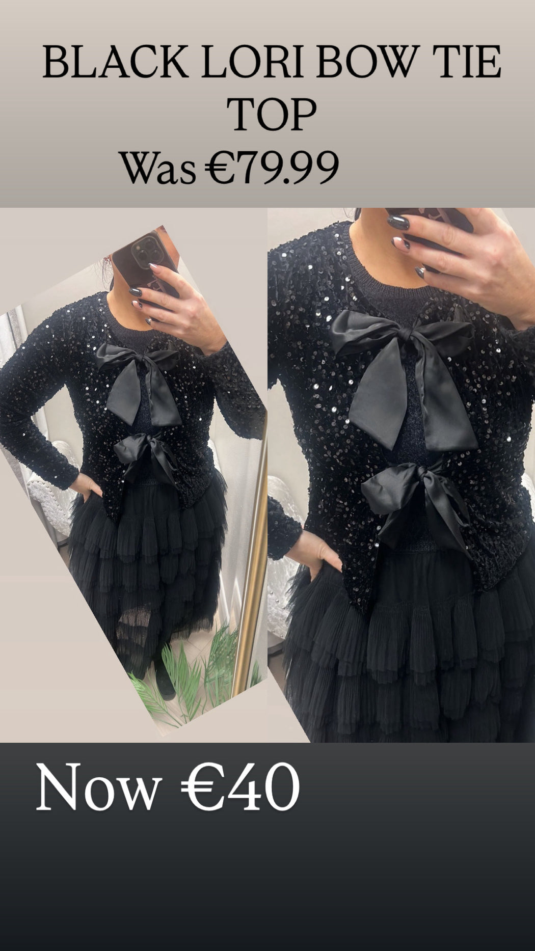 BLACK LORI BOW TIE TOP