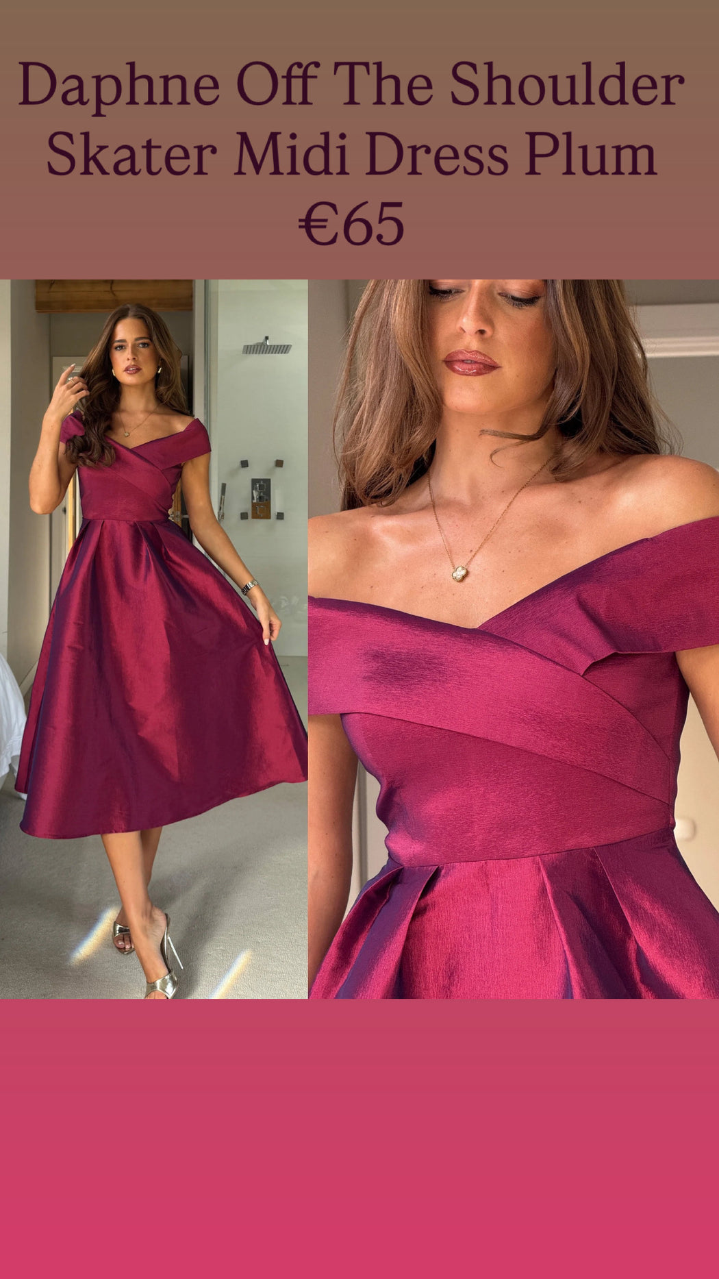 Daphne Off The Shoulder Skater Midi Dress Plum