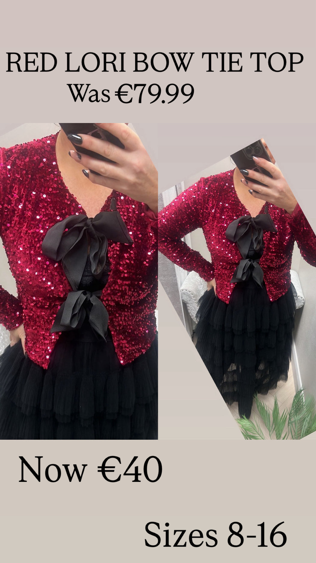 RED LORI BOW TIE TOP