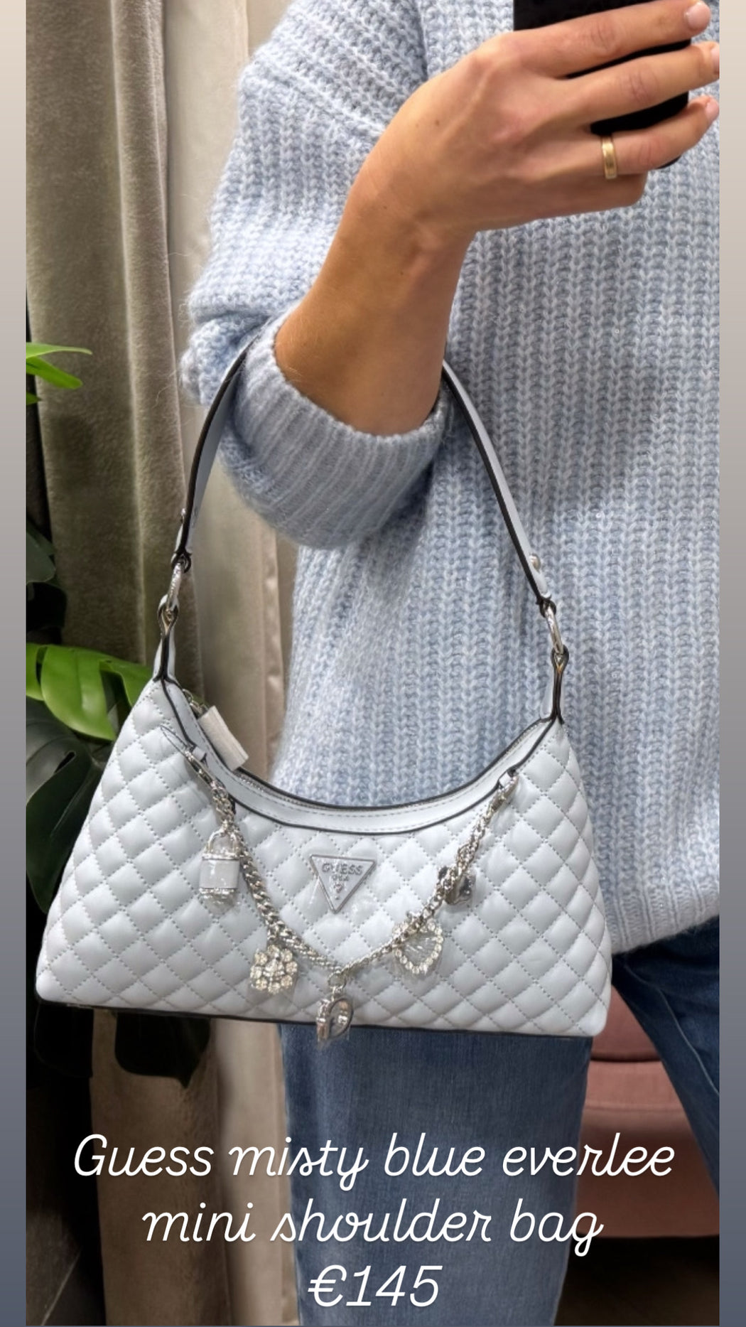 Guess misty blue everlee mini shoulder bag