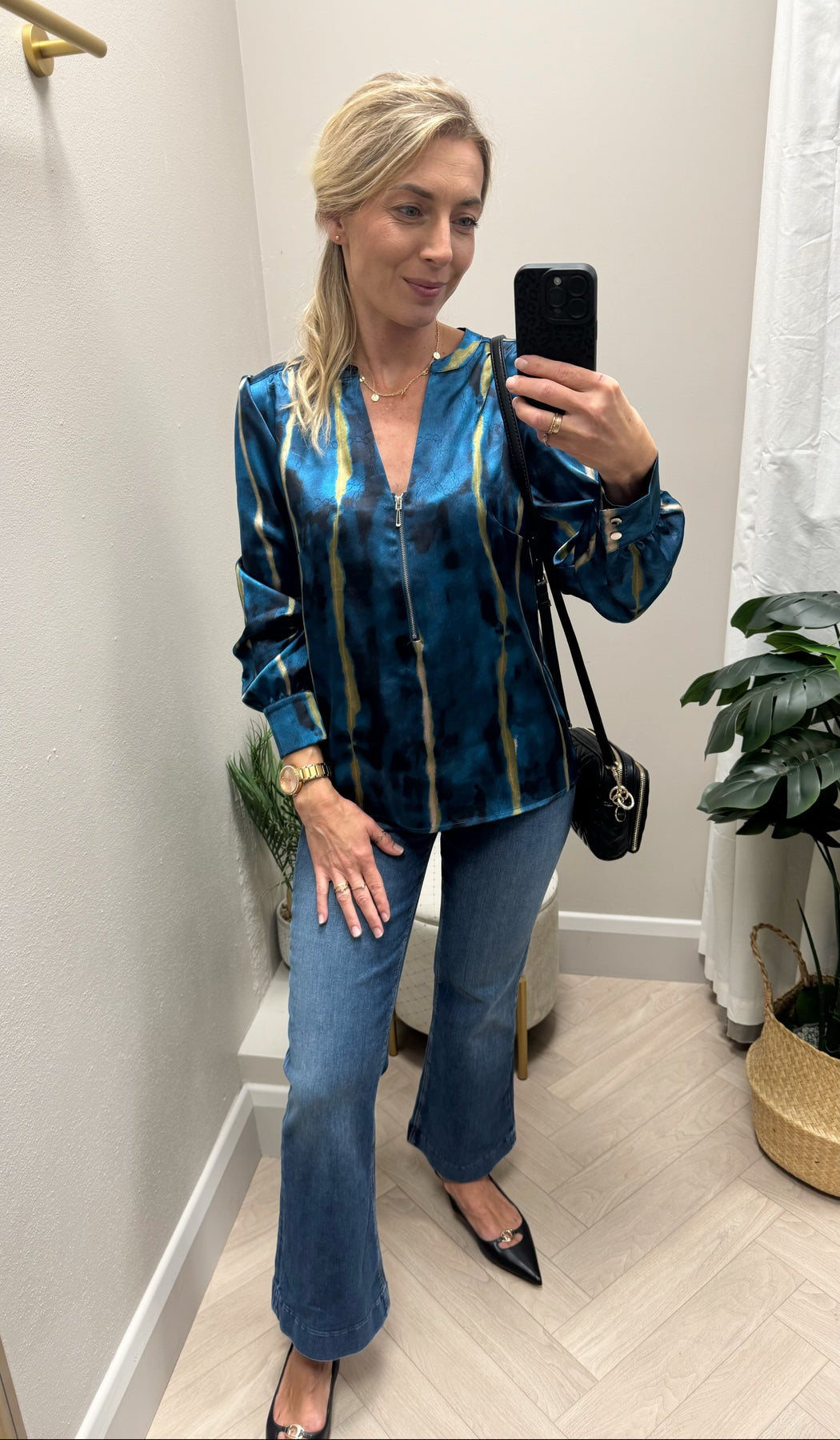 Shannon teal print top