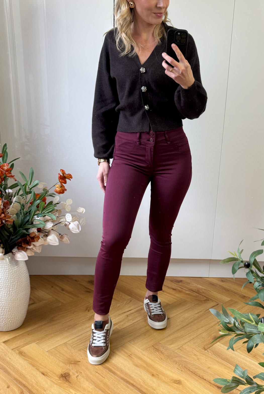 One size wine double up jeans