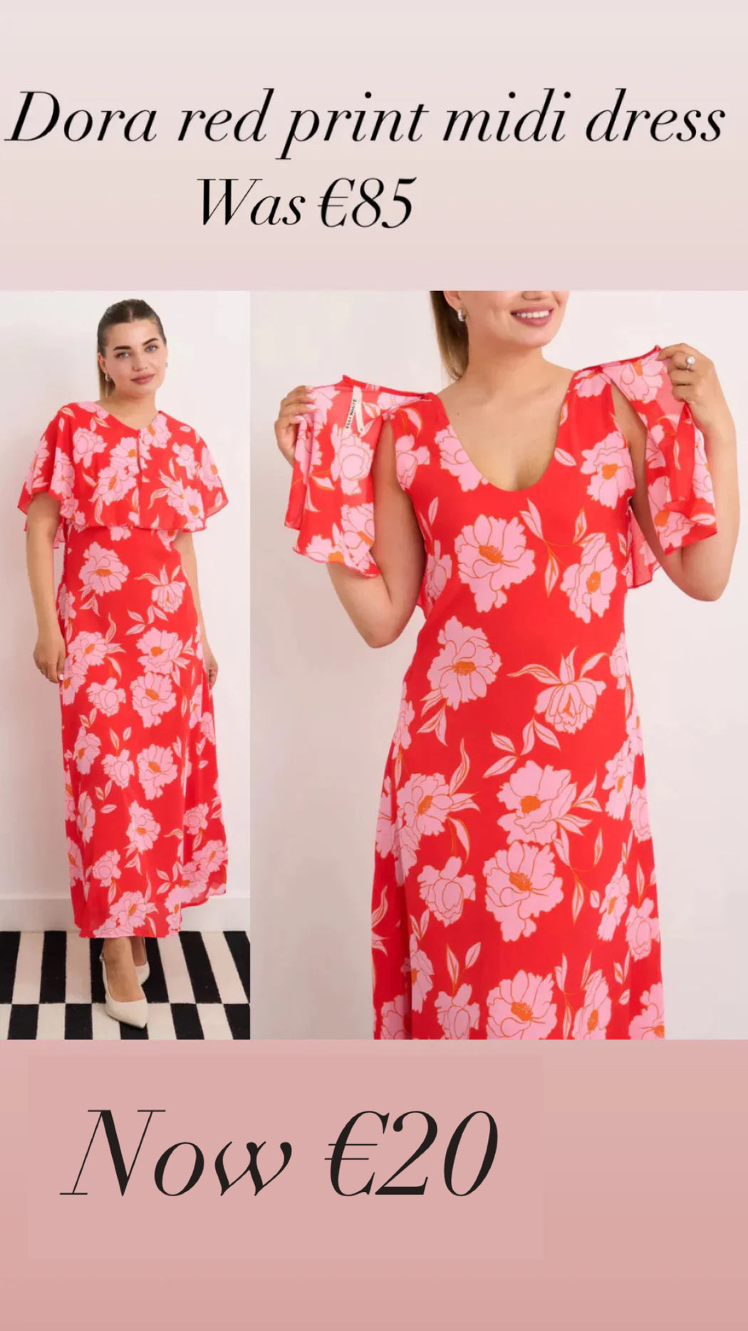 Dora red print midi dress