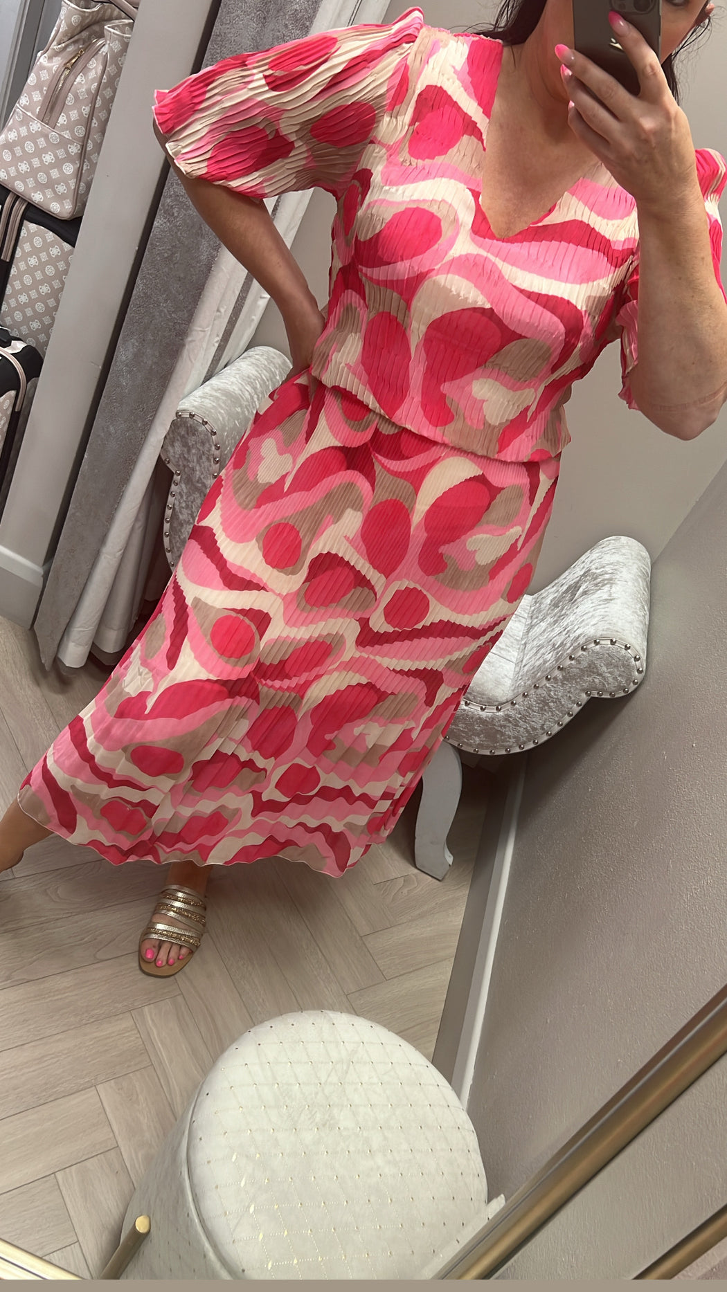 Miranda pink print midi
