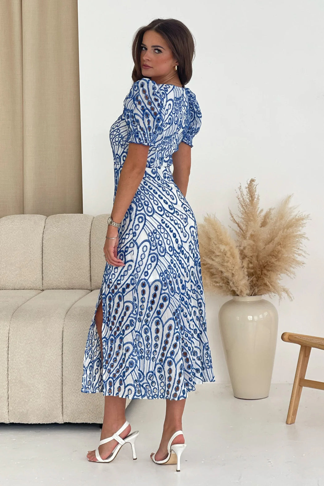 Lillian blue  Broderie Anglaise Midi Dress