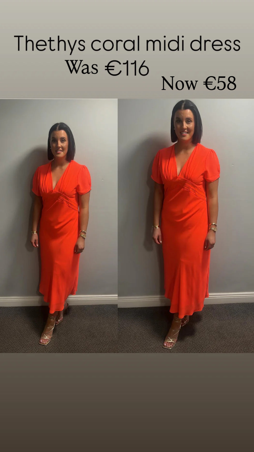 Thethys coral midi dress