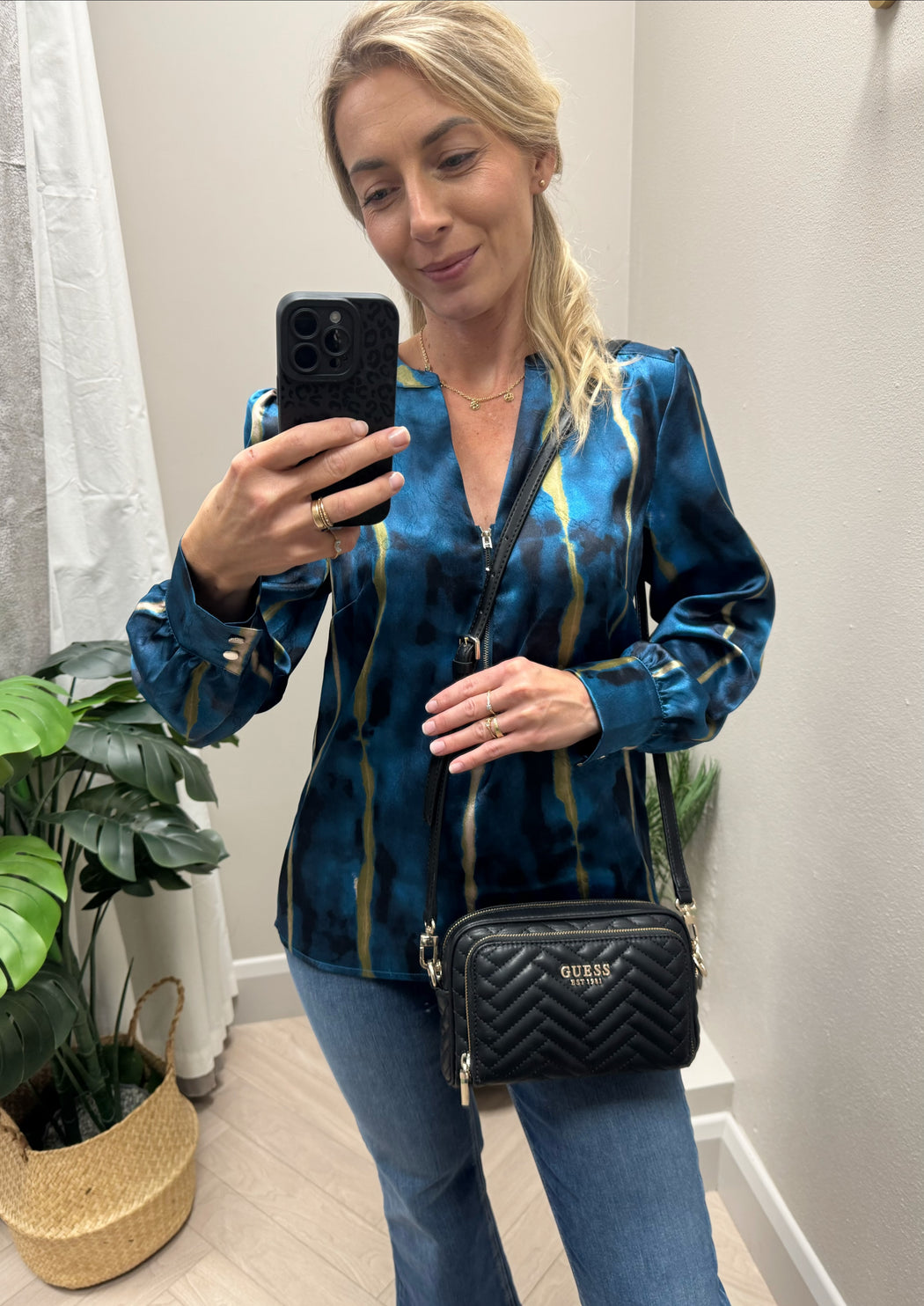 Shannon teal print top