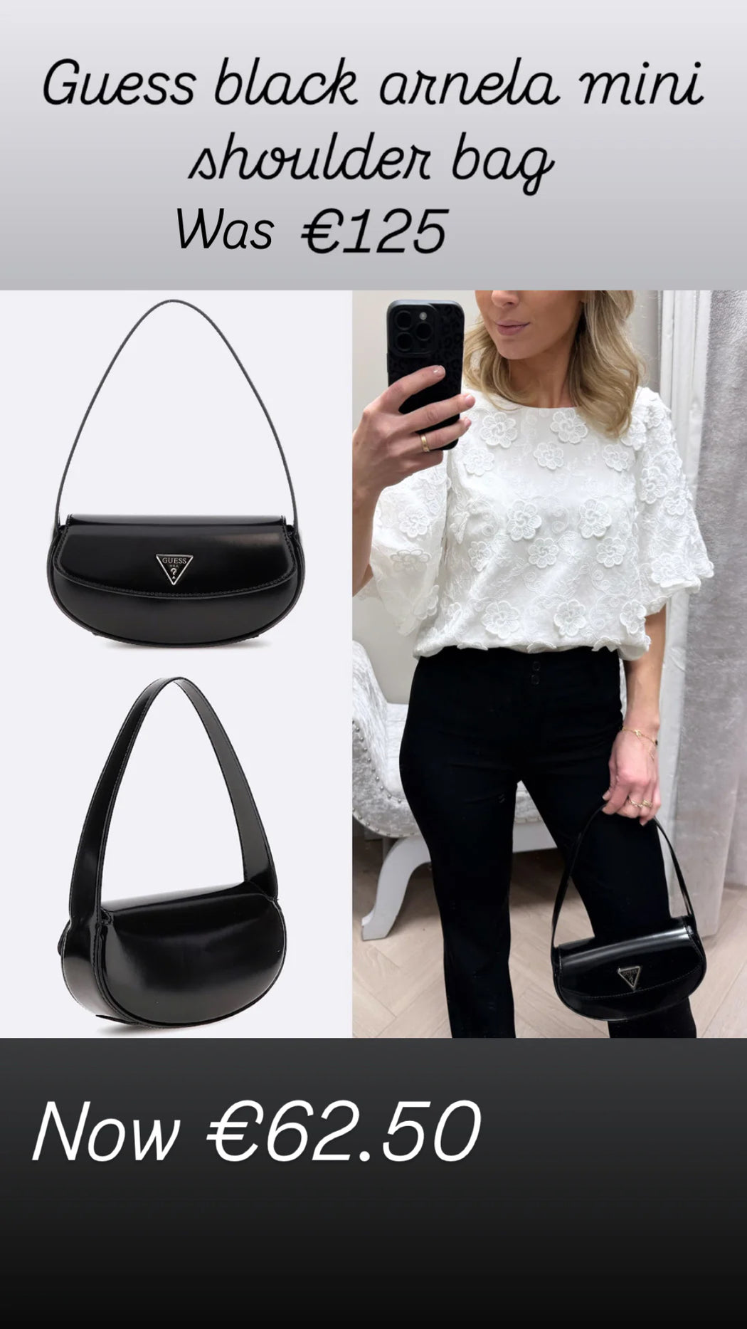 Guess black arnela mini shoulder bag NG949678