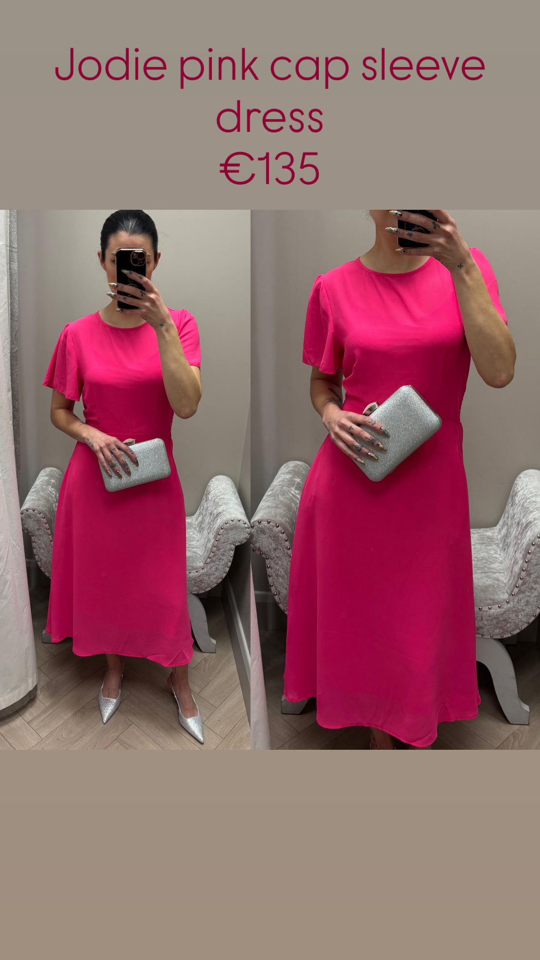 Jodie pink cap sleeve dress
