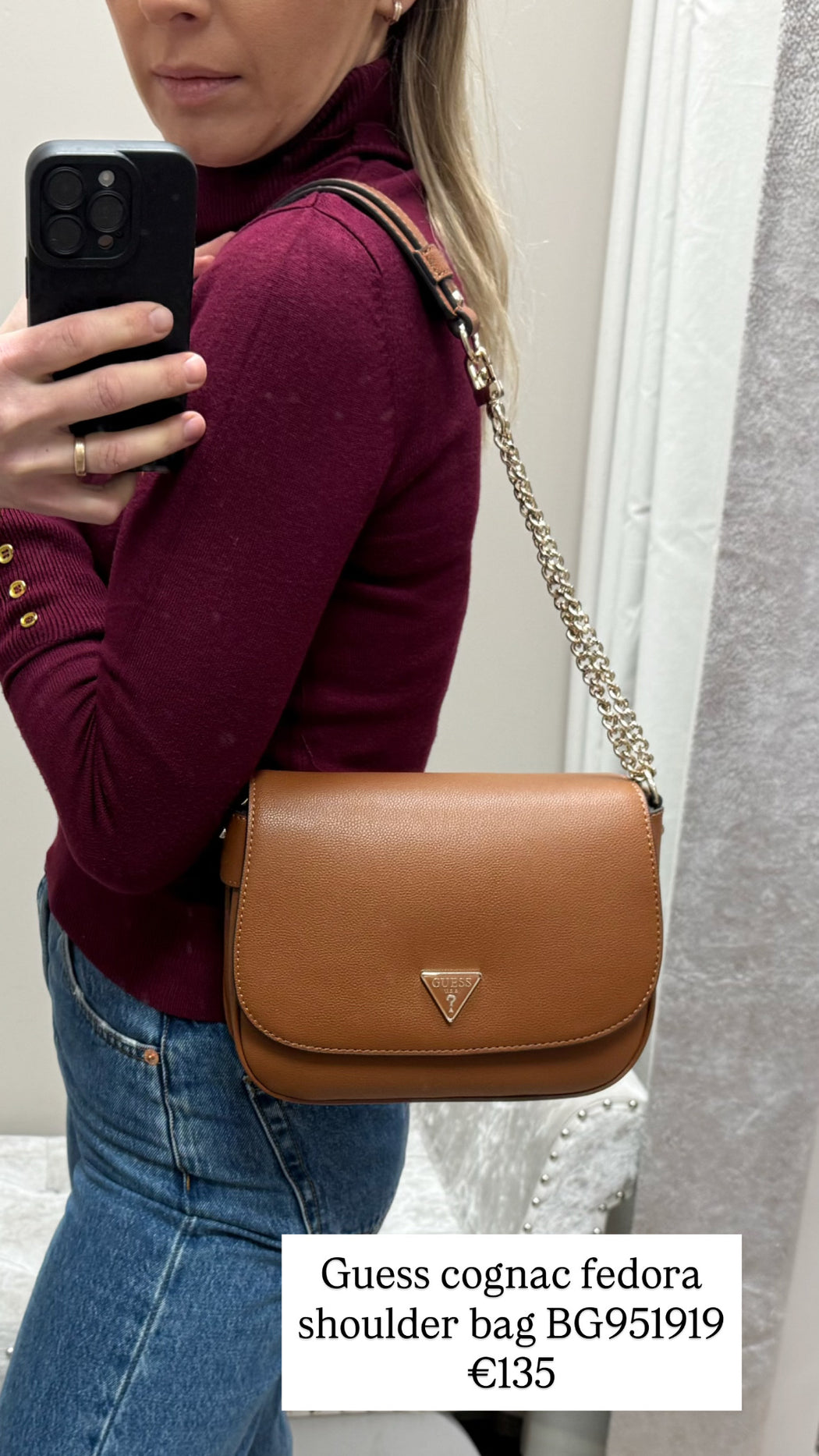 Guess cognac fedora shoulder bag BG951919