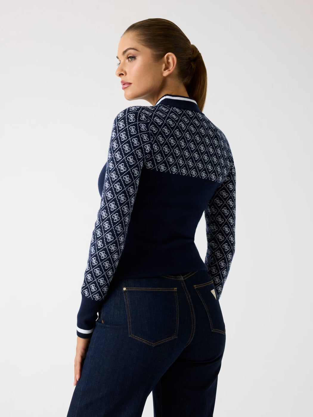 Guess navy logo sweater w5br24z3jd2