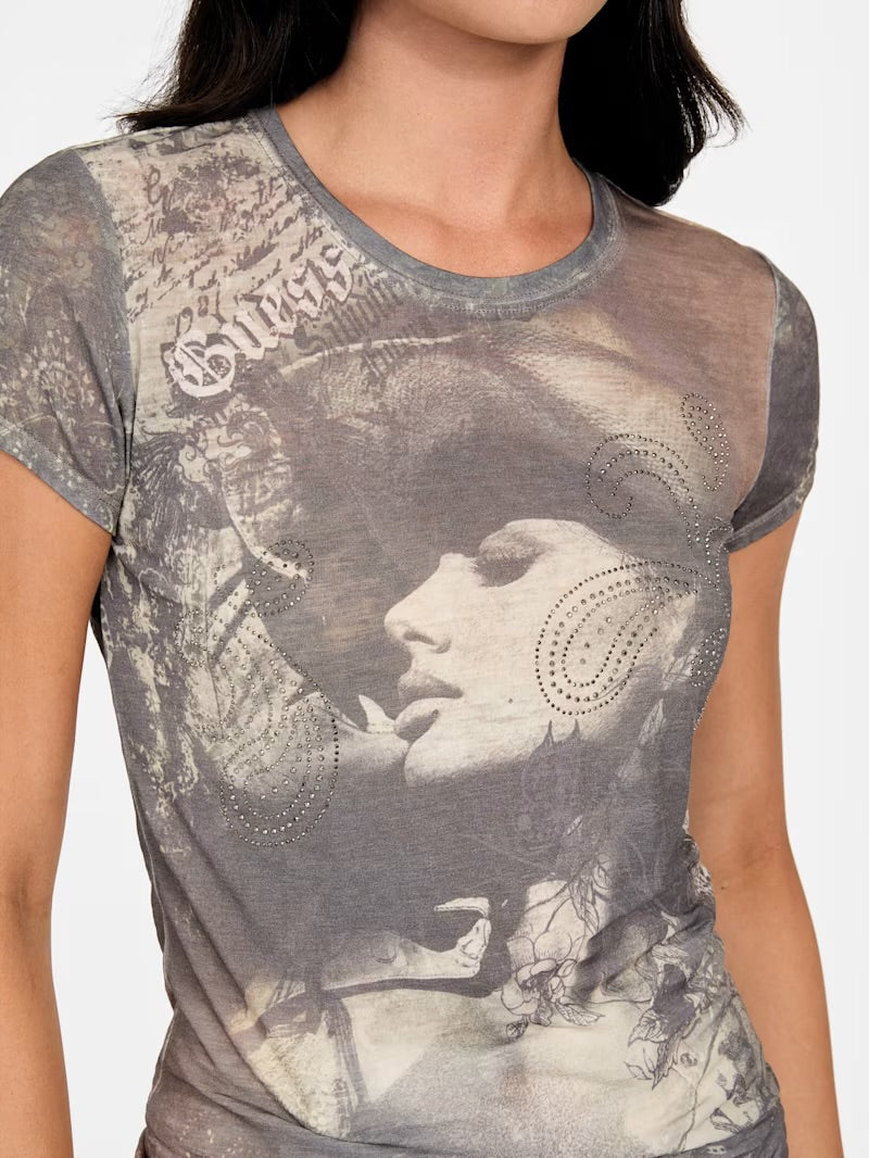 Guess nostalgia rhinestone tee