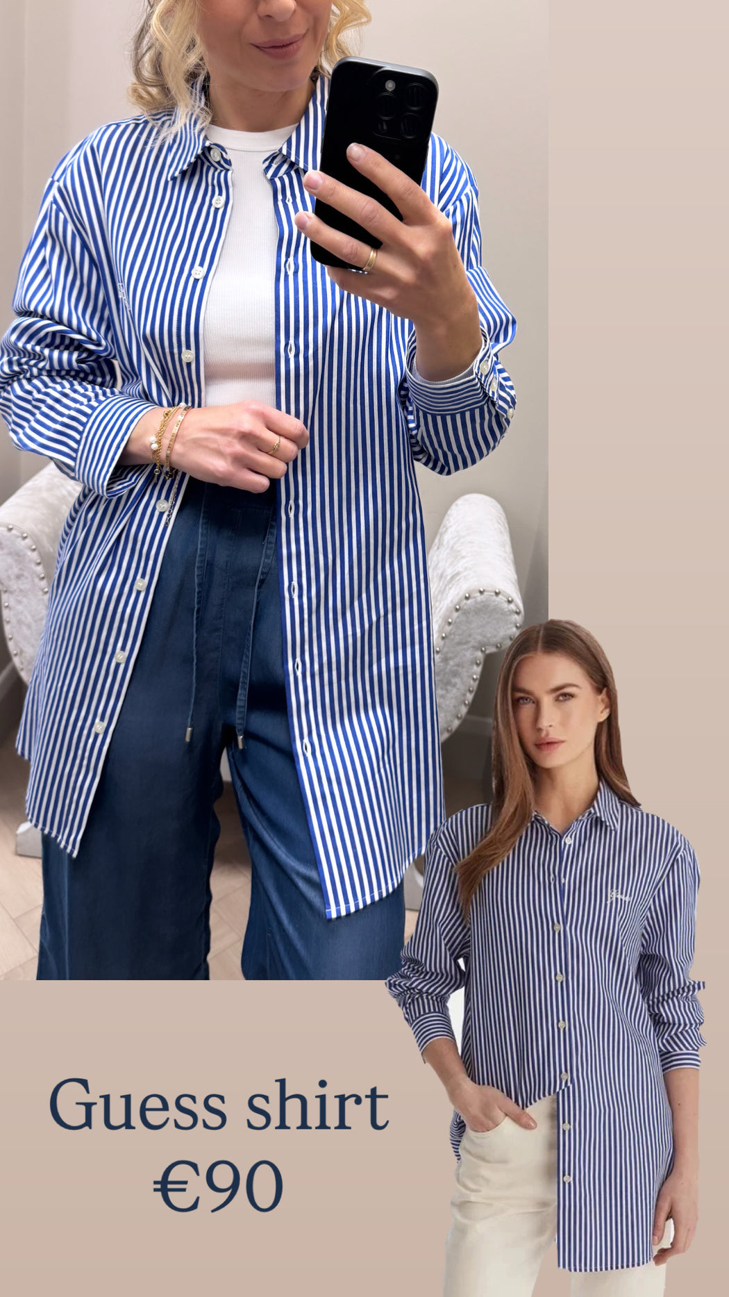 Guess blue and white striped  w6gh39w1849- sbob