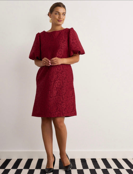 Breda wine  puff sleeve lace dress