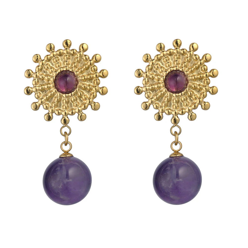 S247esf SEMI PRECIOUS AMETHYST STONE EARRINGS