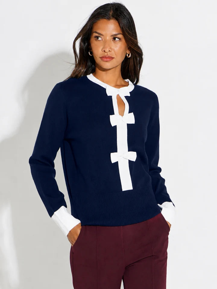 Navy aspen bow knit