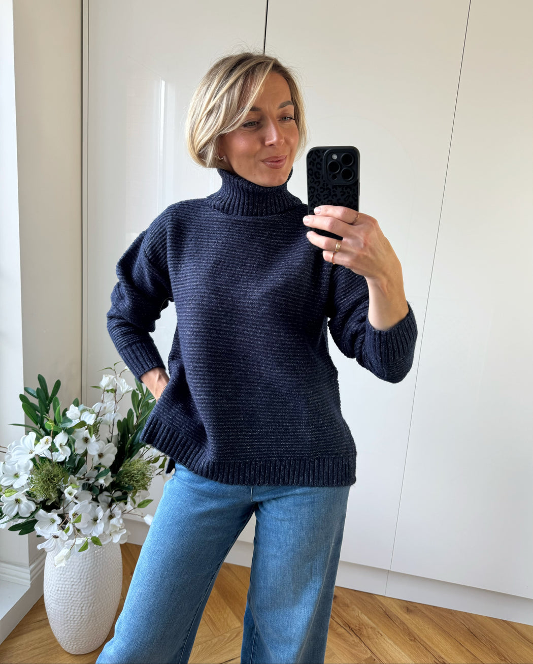 Muffin turtle neck navy knit