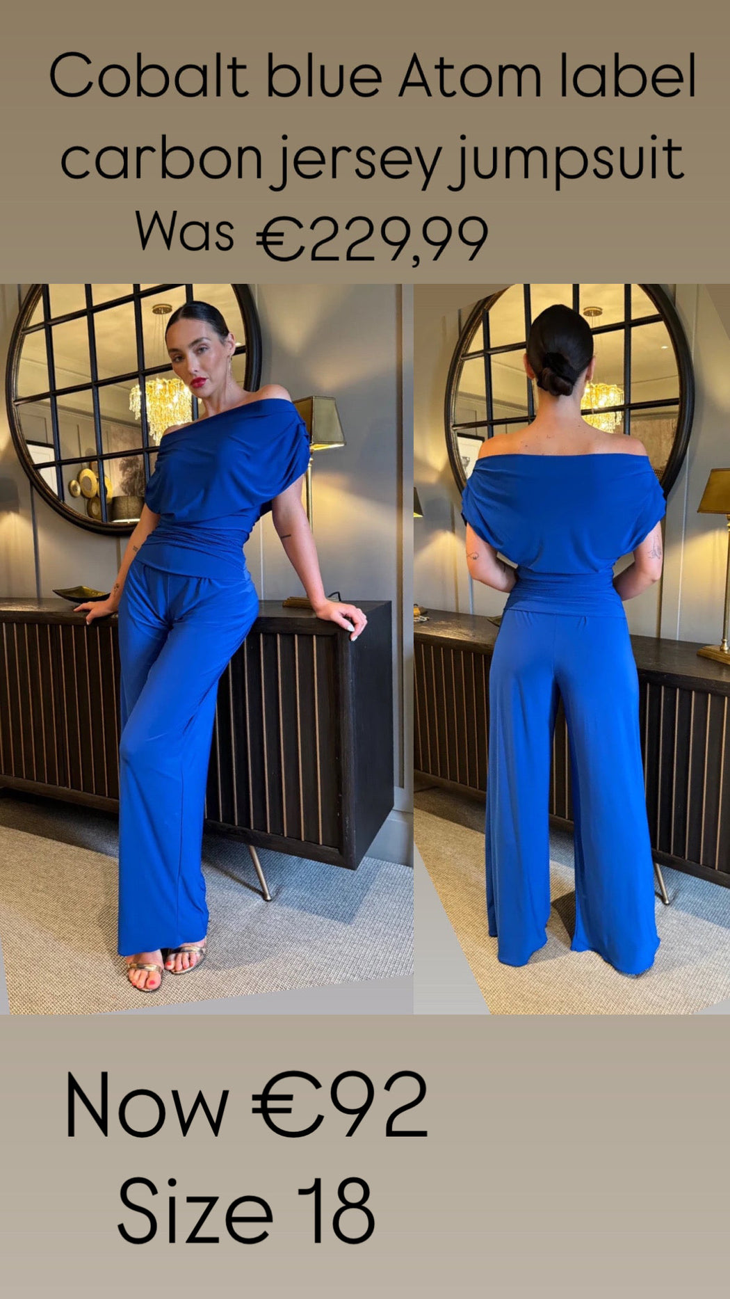 Cobalt blue Atom label  carbon jersey jumpsuit